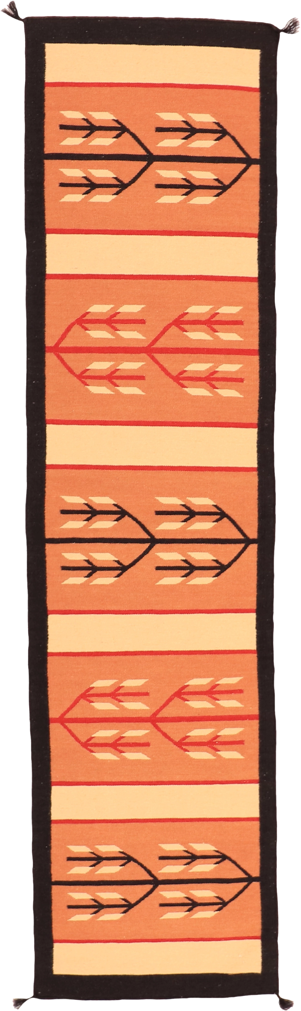 W 2.6 L 10 Kilim Runner 100% Wool Hand-Woven Navajo Design - 63622