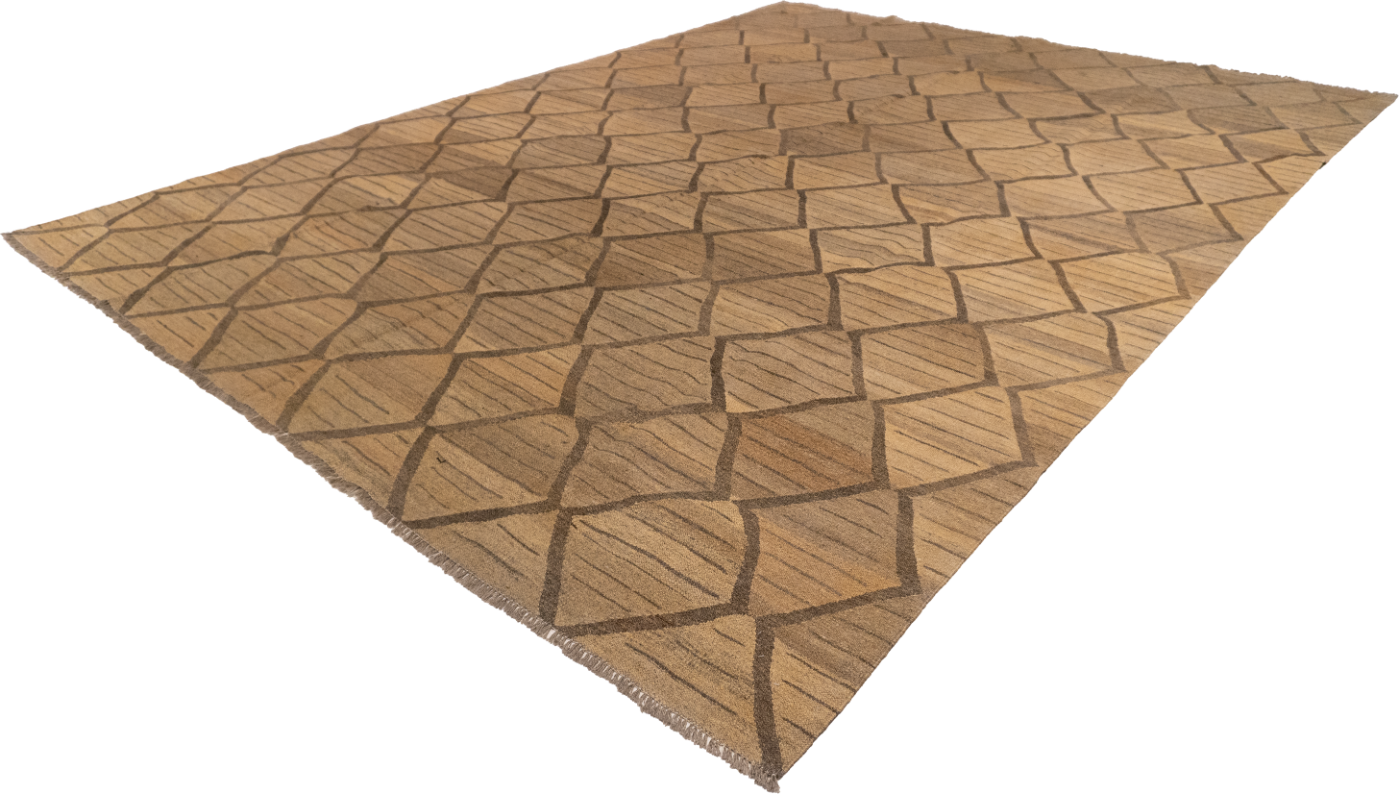 W 9 L 11.10 Kilim 100% Wool Hand-Woven Modern Design - 63649