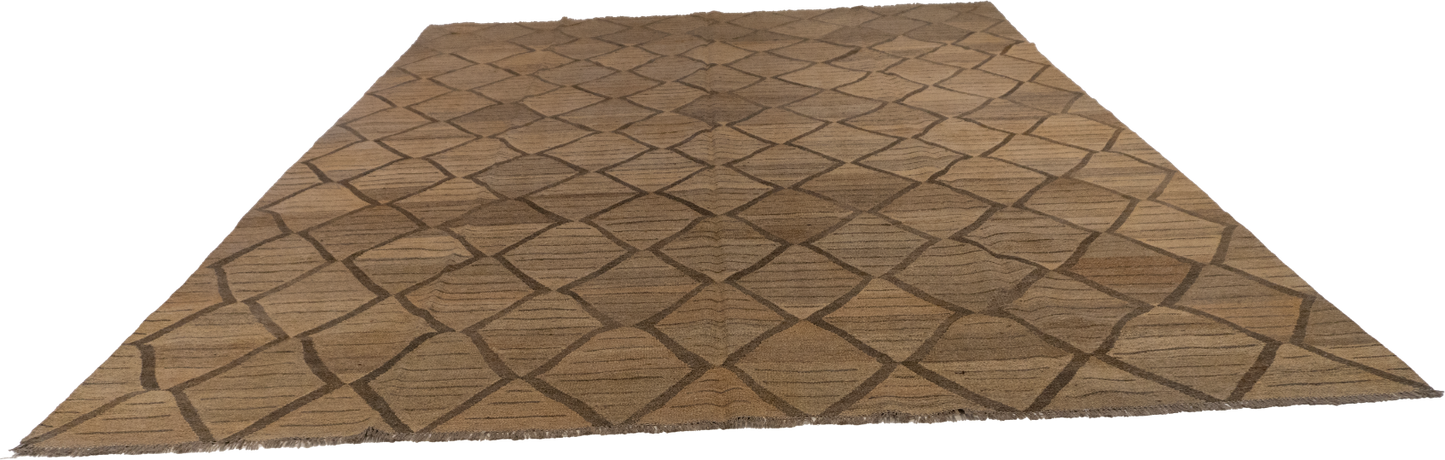 W 9 L 11.10 Kilim 100% Wool Hand-Woven Modern Design - 63649