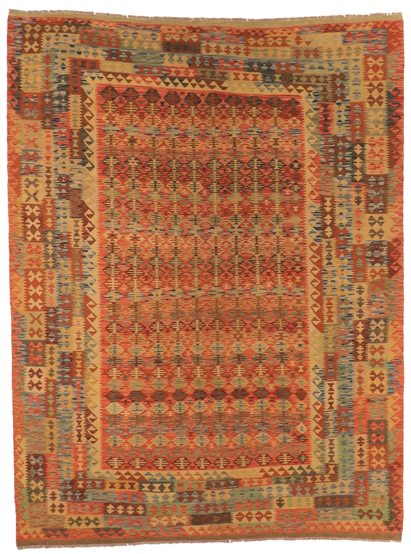 8.4 x 11.1- Kilim Fine/Wool All Over Rectangle - Finest Hand-Made Quality Wool — 63650