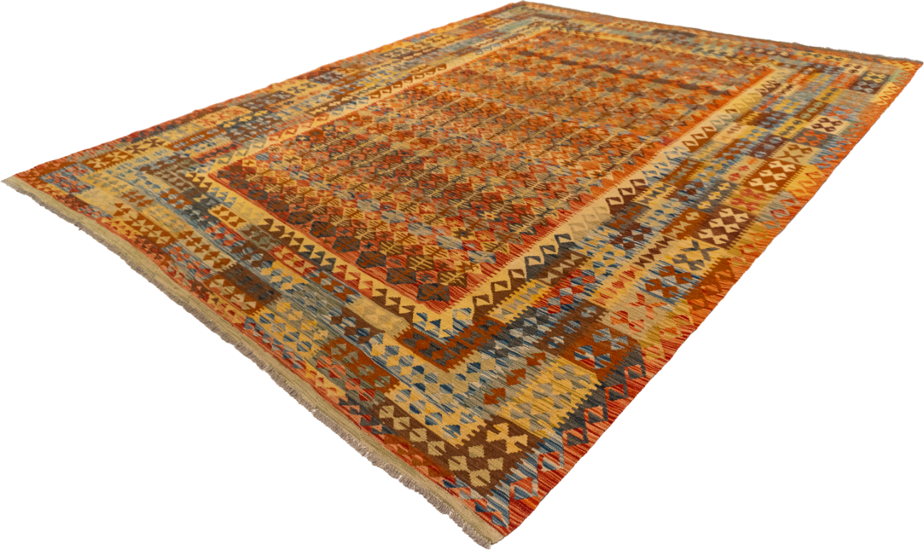 W 8.4 L 11.1 Kilim 100% Wool Hand-Woven All-Over Design - 63650