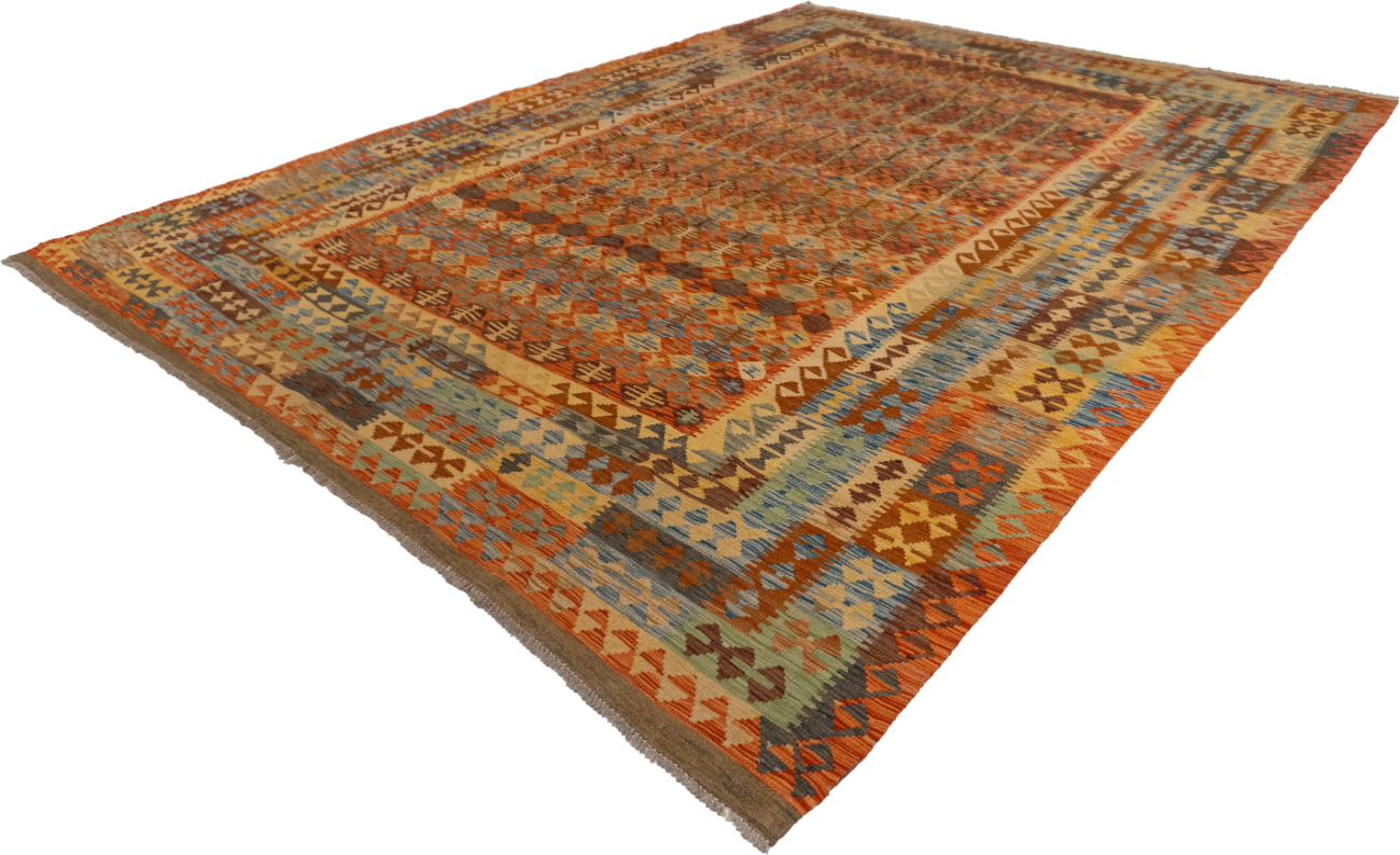 W 8.4 L 11.1 Kilim 100% Wool Hand-Woven All-Over Design - 63650