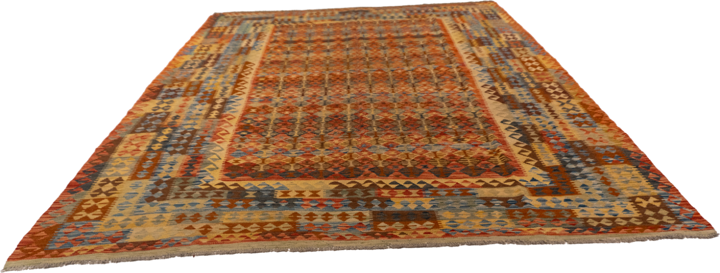 W 8.4 L 11.1 Kilim 100% Wool Hand-Woven All-Over Design - 63650
