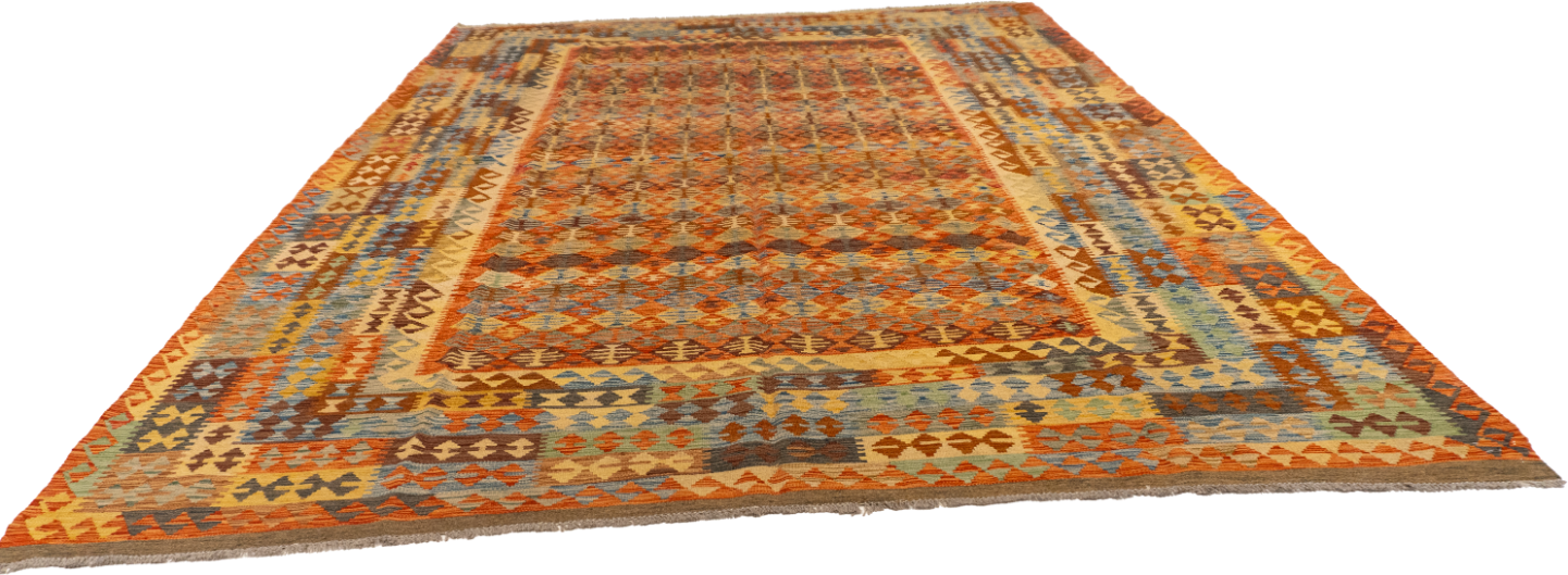 W 8.4 L 11.1 Kilim 100% Wool Hand-Woven All-Over Design - 63650