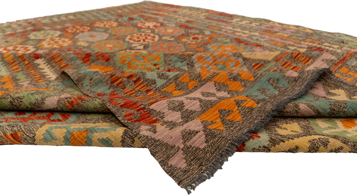 W 8.4 L 11.3 Kilim 100% Wool Hand-Woven All-Over Design - 63655