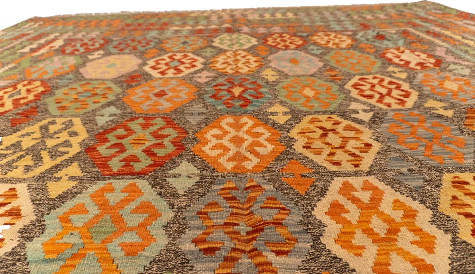 W 8.4 L 11.3 Kilim 100% Wool Hand-Woven All-Over Design - 63655