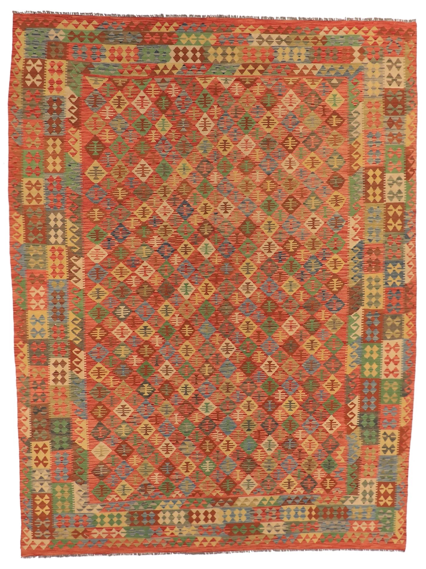 8.7 x 11.4 - Kilim Fine/Wool All Over Rectangle - Finest Hand-Made Quality Wool — 63656