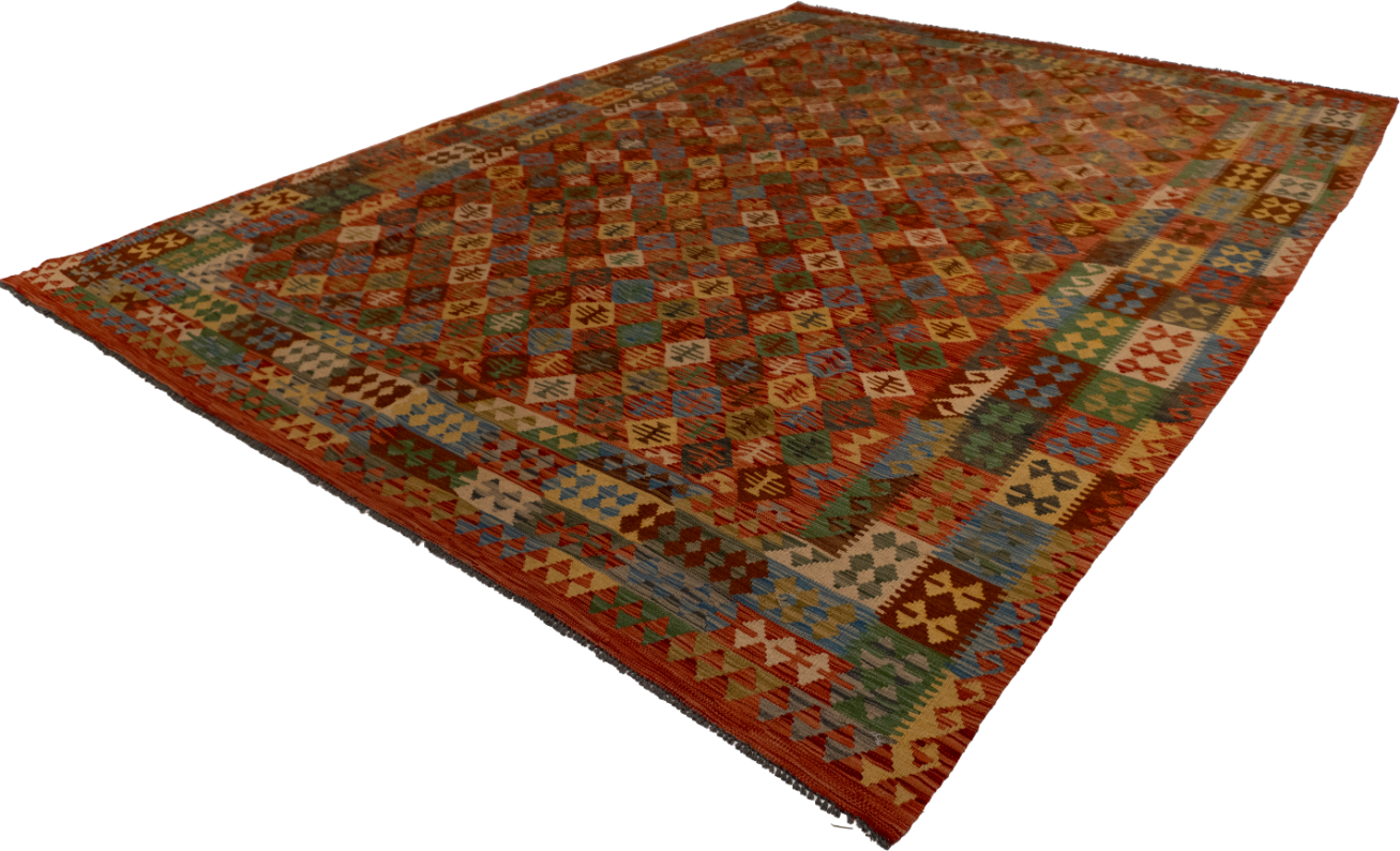 W 8.7 L 11.4 Kilim 100% Wool Hand-Woven All-Over Design - 63656