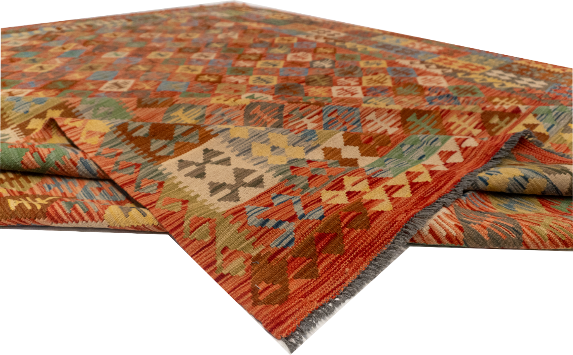 W 8.7 L 11.4 Kilim 100% Wool Hand-Woven All-Over Design - 63656