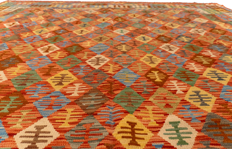 W 8.7 L 11.4 Kilim 100% Wool Hand-Woven All-Over Design - 63656