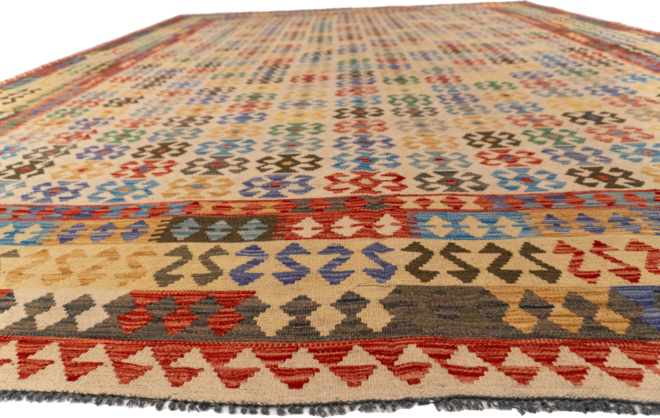 W 10 L 12.9 Kilim 100% Wool Hand-Woven All-Over Design - 63657