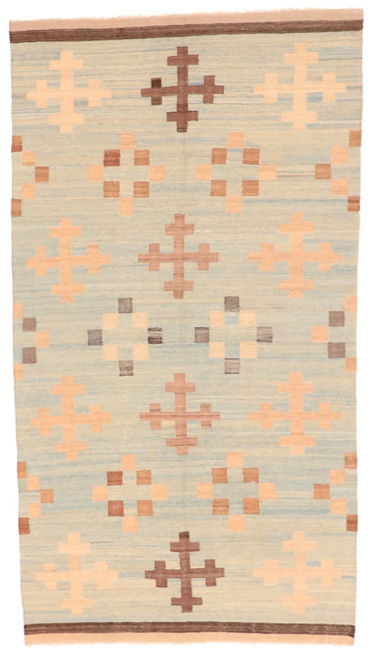 5.6 x 10.1 - Kilim Fine Modern Rectangle - Finest Hand-Knotted Quality Wool — 63665