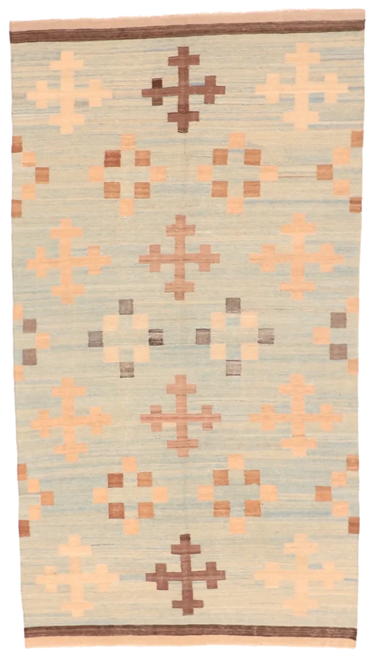 W 5.6 - L 10.1 - Kilim Fine Modern Rectangle - Finest Hand-Made Quality Wool - 63665