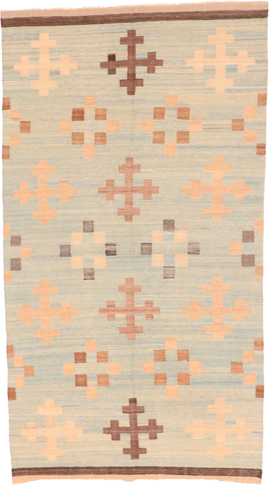 W 5.6 L 10.1 Kilim 100% Wool Hand-Woven All-Over Design - 63665