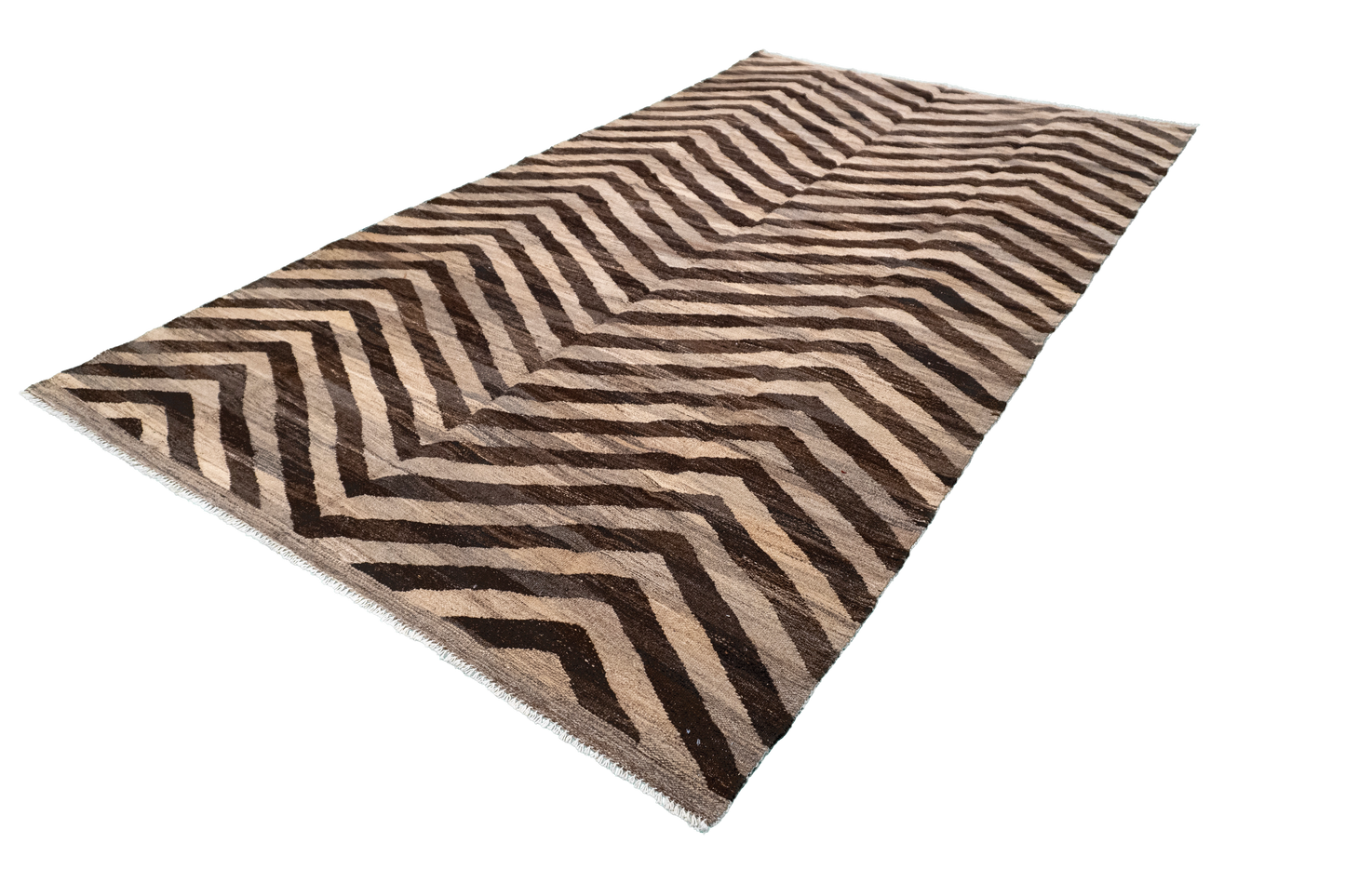 W 5.7 - L 9.8 - Kilim Fine/Wool Modern Rectangle - Finest Hand-Made Quality Wool - 63666