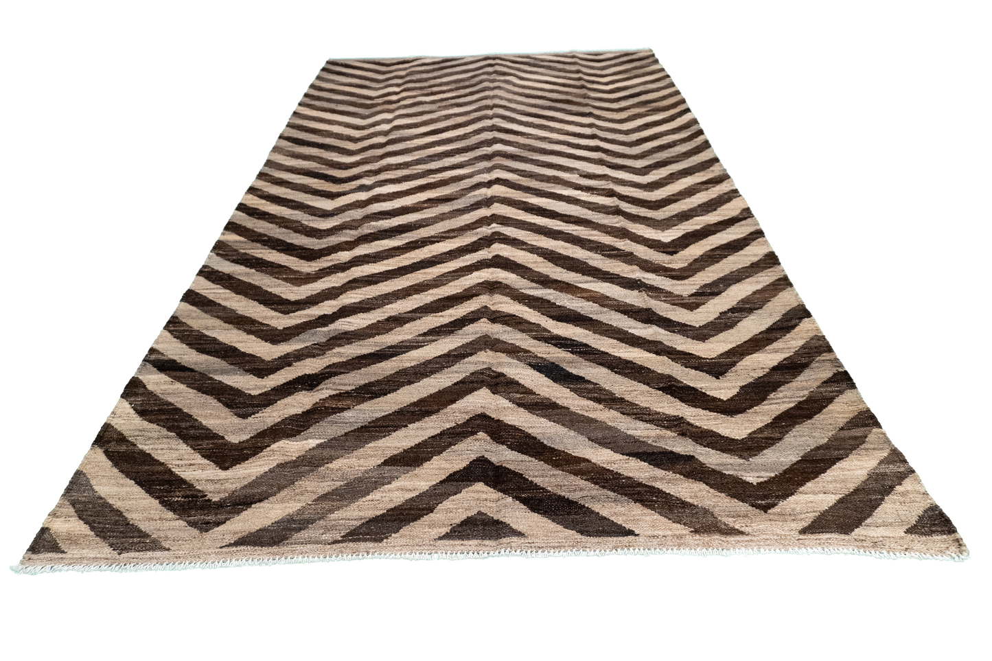W 5.7 - L 9.8 - Kilim Fine/Wool Modern Rectangle - Finest Hand-Made Quality Wool - 63666