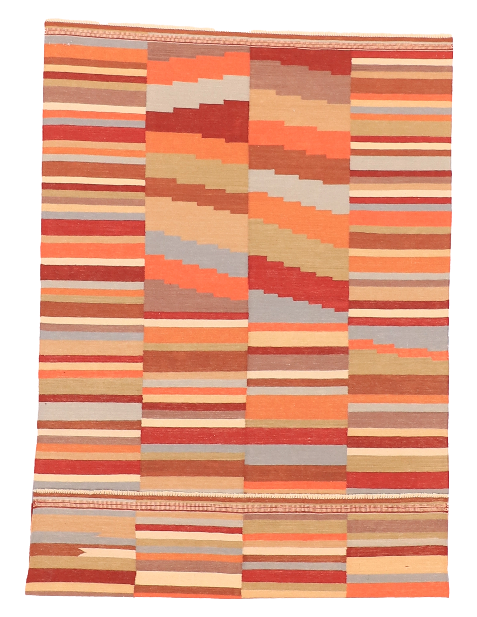 W 5.6 - L 9.1 - Kilim Fine/Wool Modern Rectangle - Finest Hand-Made Quality Wool - 63668