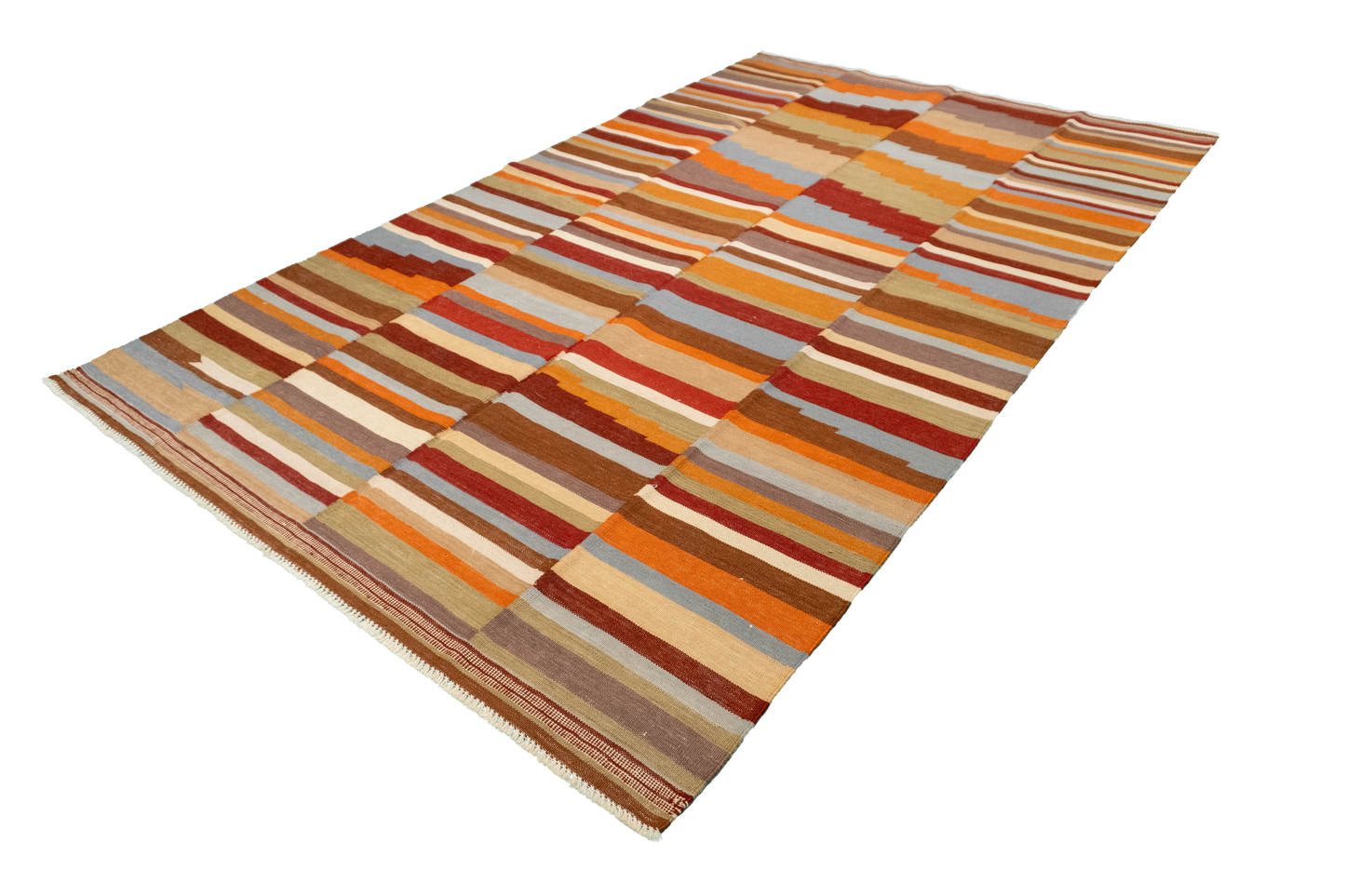 W 5.6 - L 9.1 - Kilim Fine/Wool Modern Rectangle - Finest Hand-Made Quality Wool - 63668