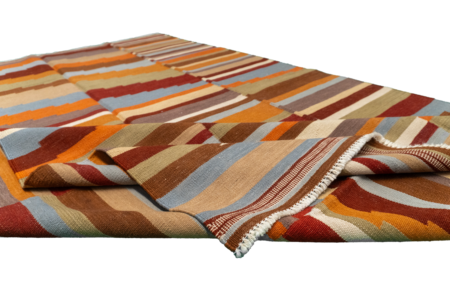 W 5.6 - L 9.1 - Kilim Fine/Wool Modern Rectangle - Finest Hand-Made Quality Wool - 63668