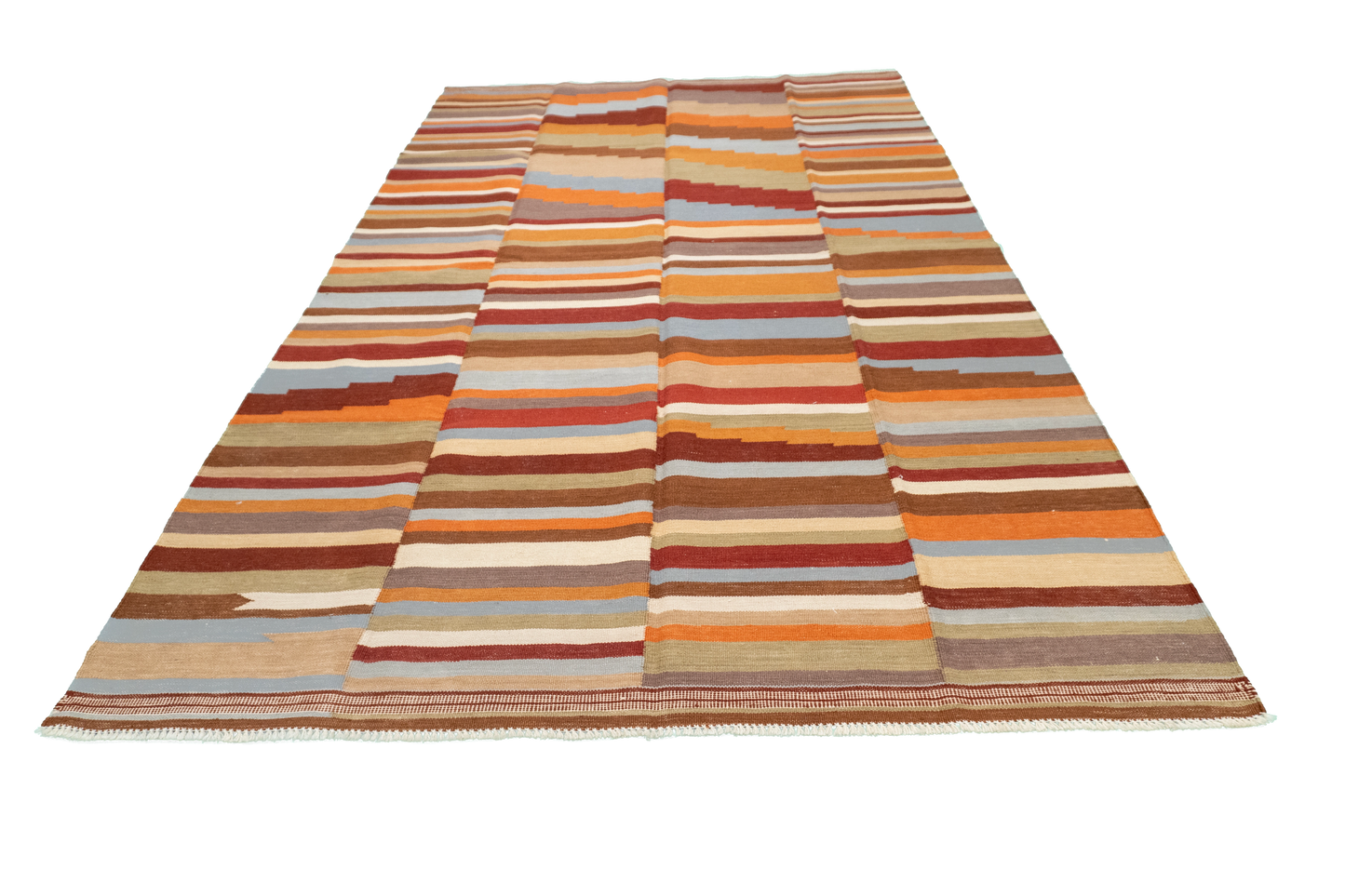 W 5.6 - L 9.1 - Kilim Fine/Wool Modern Rectangle - Finest Hand-Made Quality Wool - 63668
