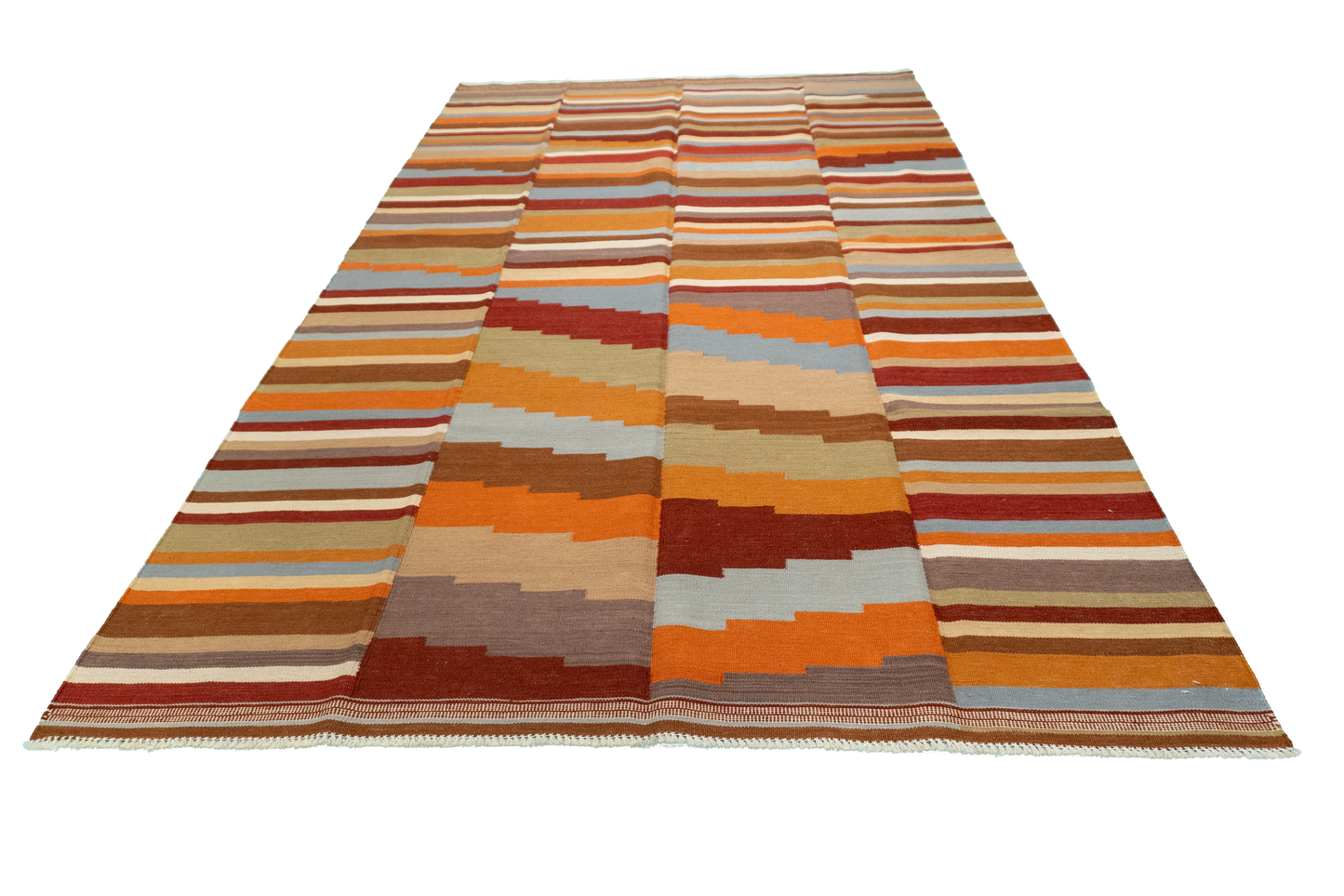 W 5.6 - L 9.1 - Kilim Fine/Wool Modern Rectangle - Finest Hand-Made Quality Wool - 63668