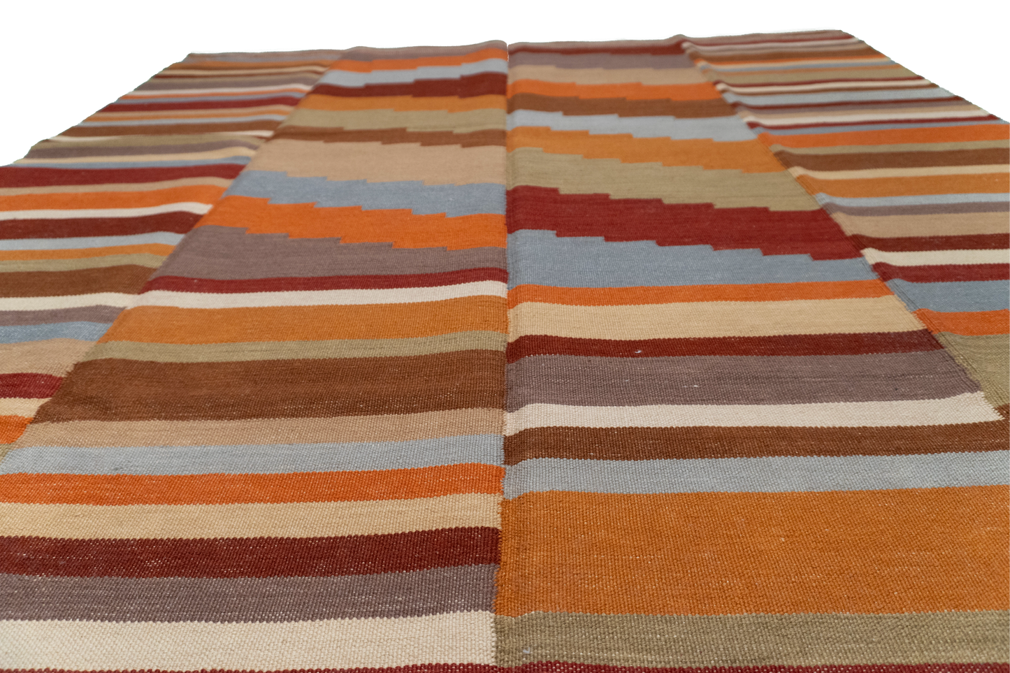 W 5.6 - L 9.1 - Kilim Fine/Wool Modern Rectangle - Finest Hand-Made Quality Wool - 63668