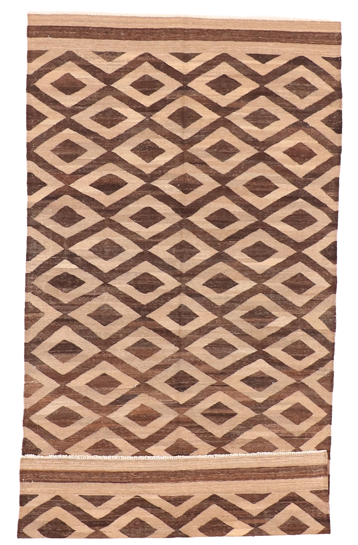 W 5.2 L 10.1 Kilim 100% Wool Hand-Woven Geometric Design - 63669