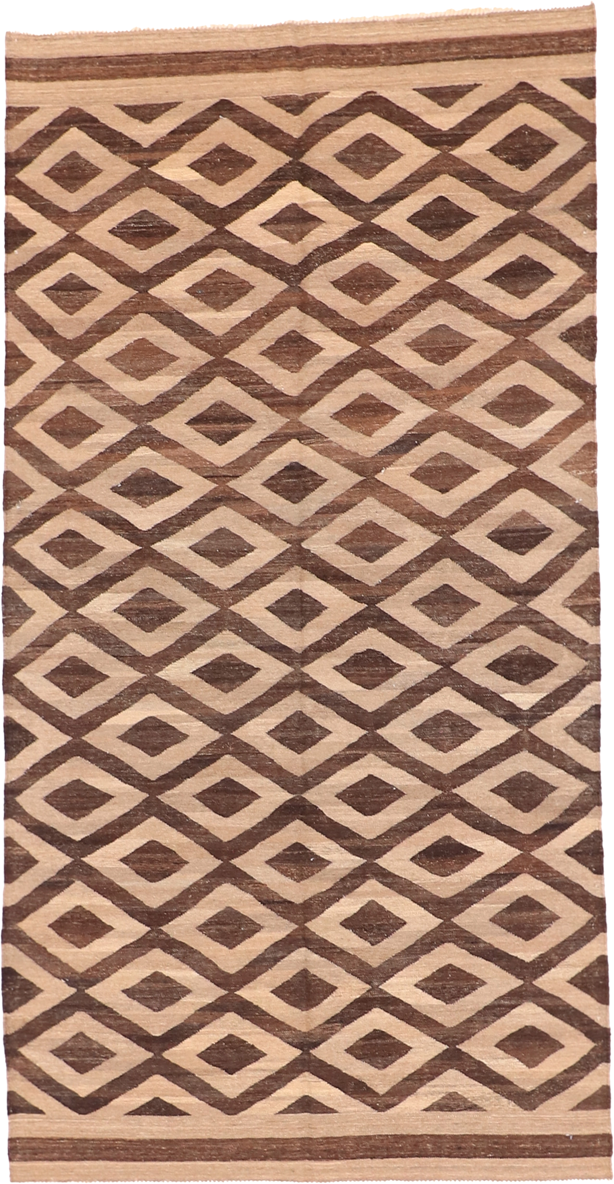W 5.2 L 10.1 Kilim 100% Wool Hand-Woven Geometric Design - 63669