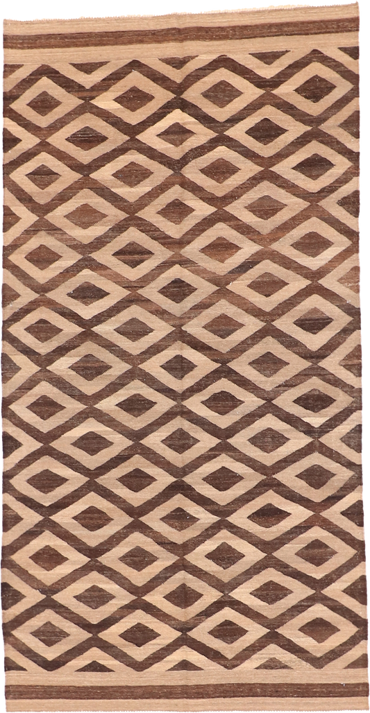 W 5.2 L 10.1 Kilim 100% Wool Hand-Woven Geometric Design - 63669