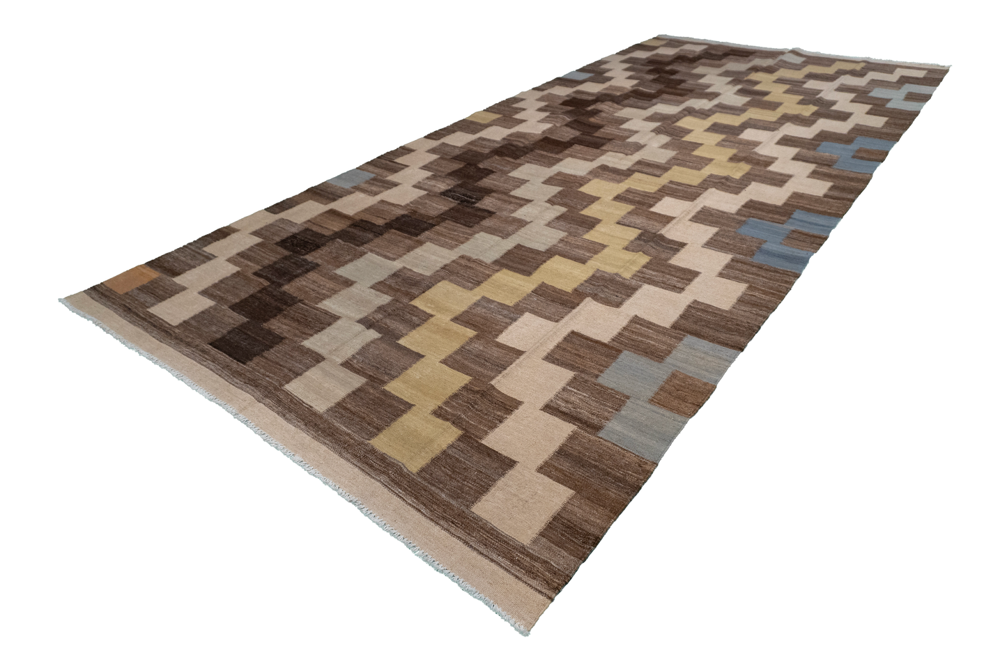W 6 - L 12.11 - Kilim Fine/Wool Modern Rectangle - Finest Hand-Made Quality Wool - 63670