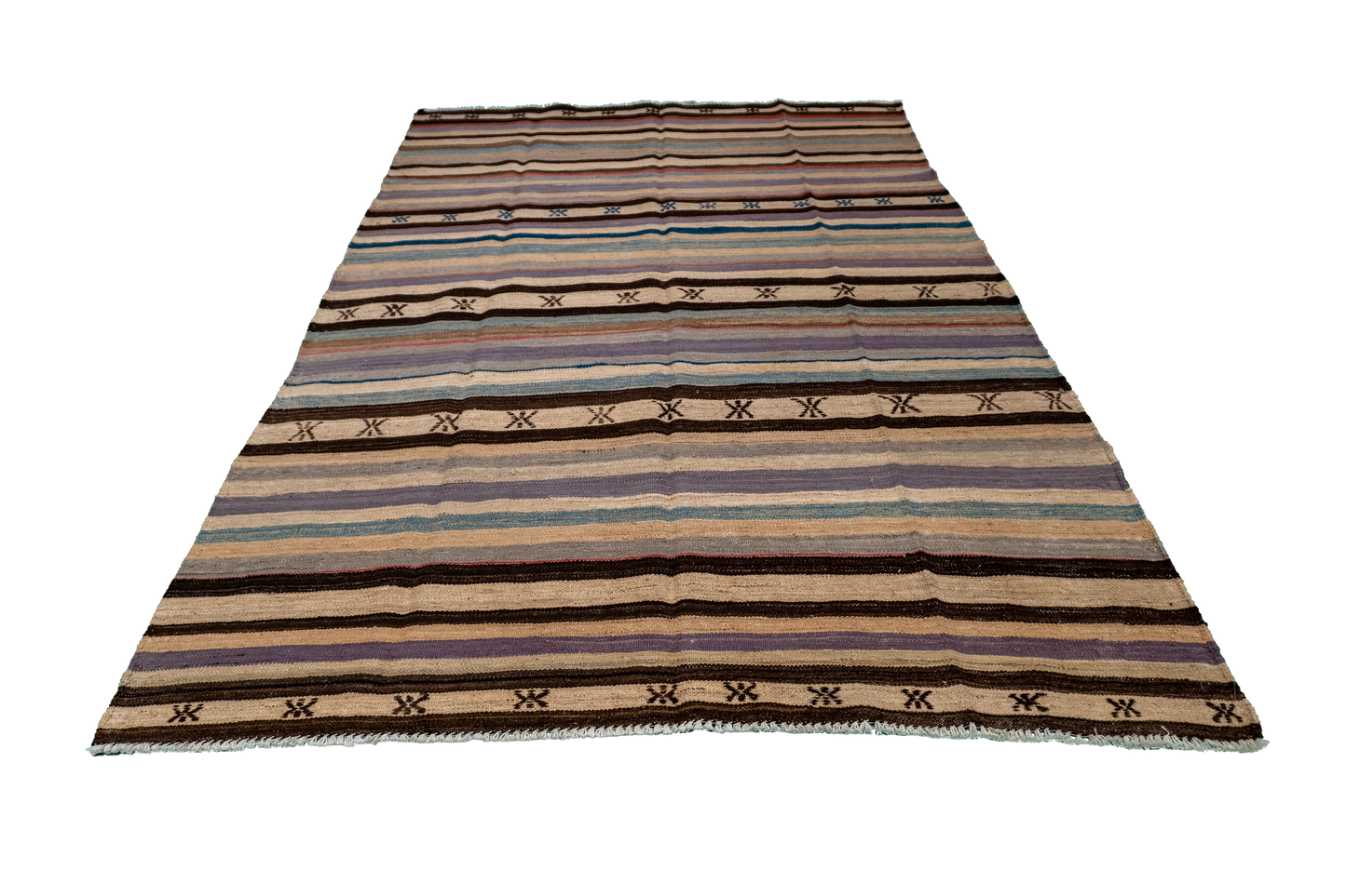 W 5.4 - L 8.2 - Kilim Fine/Wool Modern Rectangle - Finest Hand-Made Quality Wool - 63672