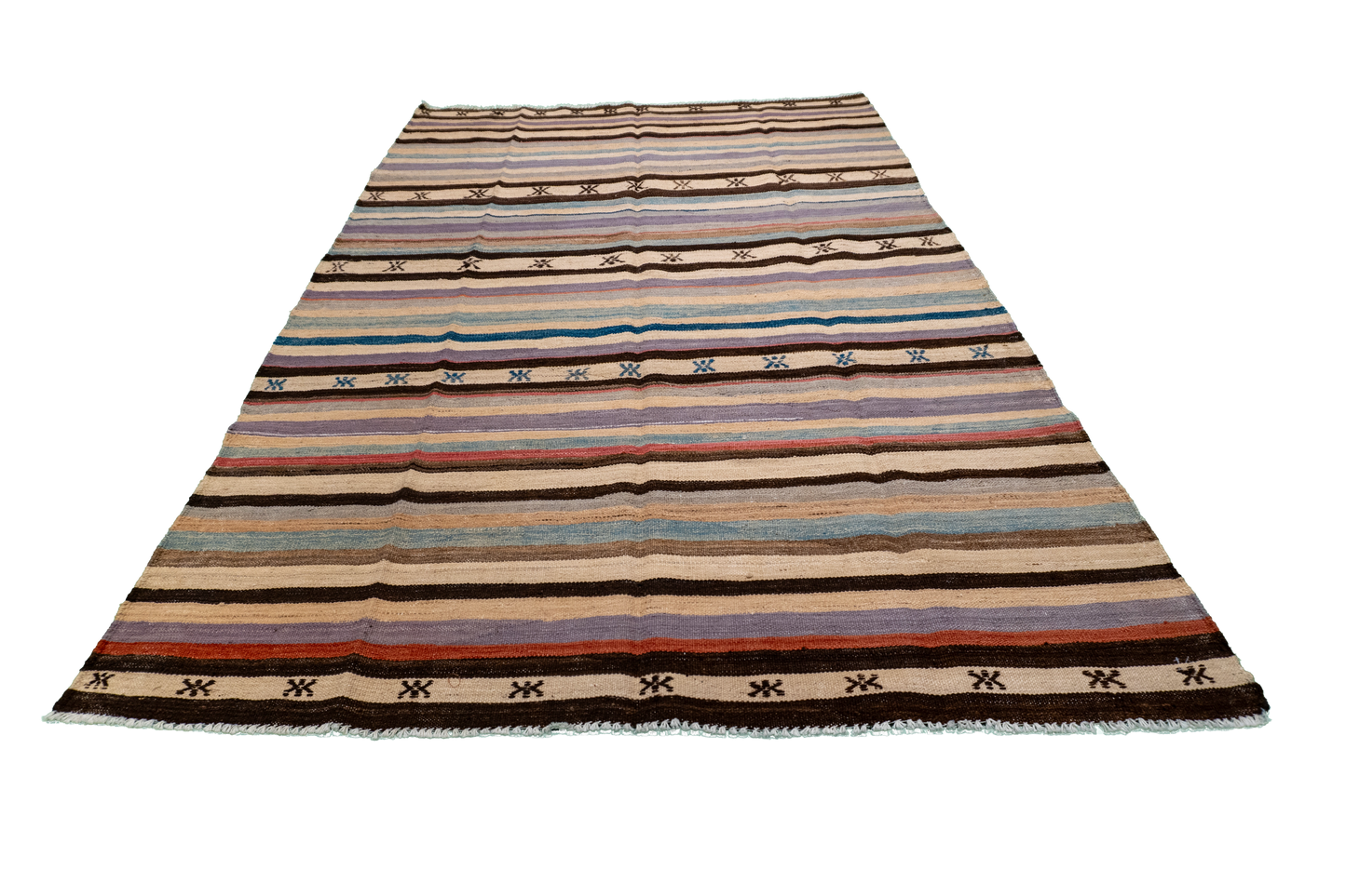 W 5.4 - L 8.2 - Kilim Fine/Wool Modern Rectangle - Finest Hand-Made Quality Wool - 63672