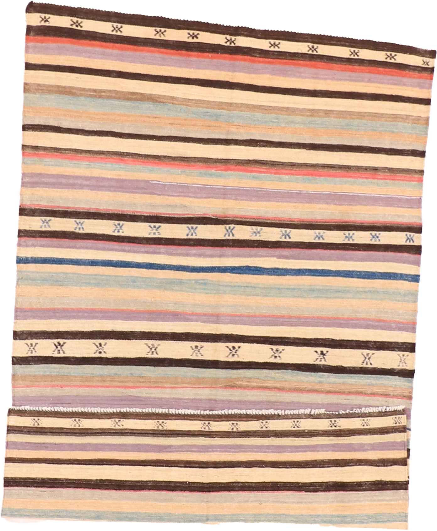 W 5.4 - L 8.2 - Kilim Fine/Wool Modern Rectangle - Finest Hand-Made Quality Wool - 63672