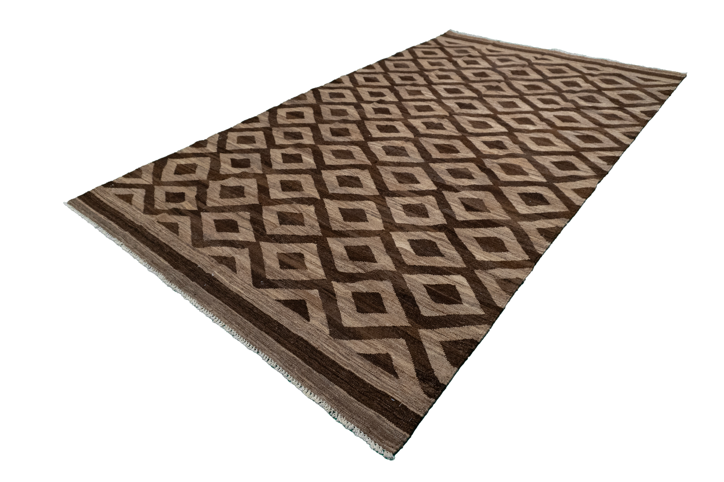 W 5.6 - L 9.8 - Kilim Fine/Wool Modern Rectangle - Finest Hand-Made Quality Wool - 63679