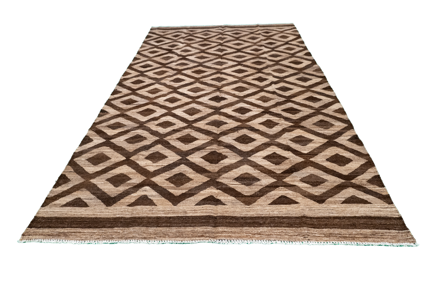 W 5.6 - L 9.8 - Kilim Fine/Wool Modern Rectangle - Finest Hand-Made Quality Wool - 63679