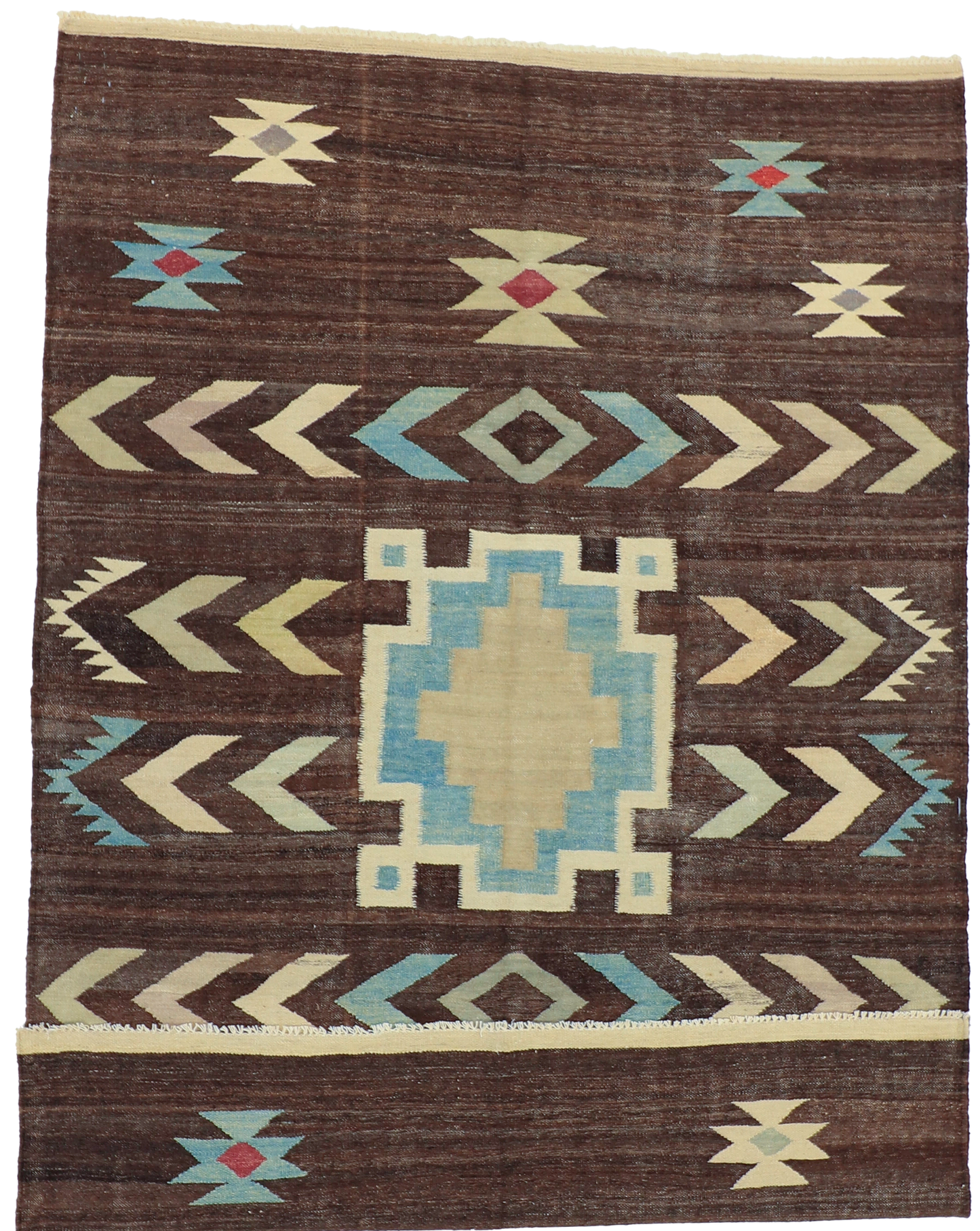 W 5.7 L 8.4 Kilim 100% Wool Hand-Woven Modern Design - 63681