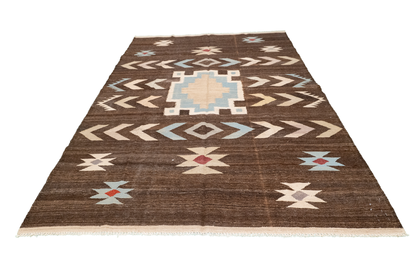 W 5.7 - L 8.4 - Kilim Fine/Wool Modern Rectangle - Finest Hand-Made Quality Wool - 63681