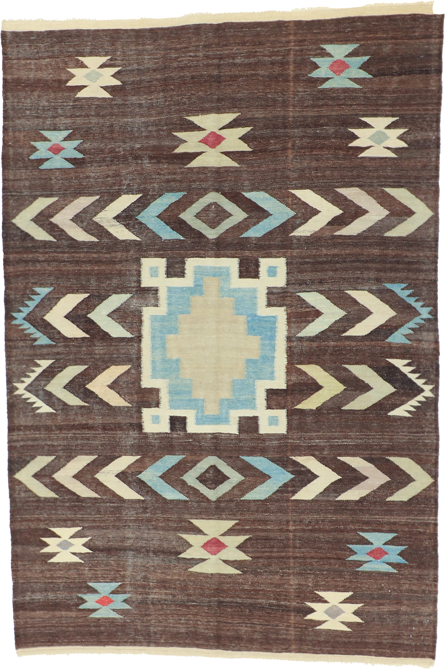 W 5.7 L 8.4 Kilim 100% Wool Hand-Woven Modern Design - 63681