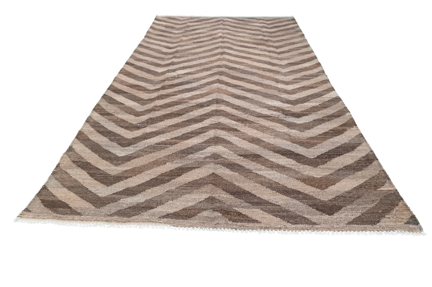 W 5.6 - L 9.9 - Kilim Fine/Wool Modern Rectangle - Finest Hand-Made Quality Wool - 63683