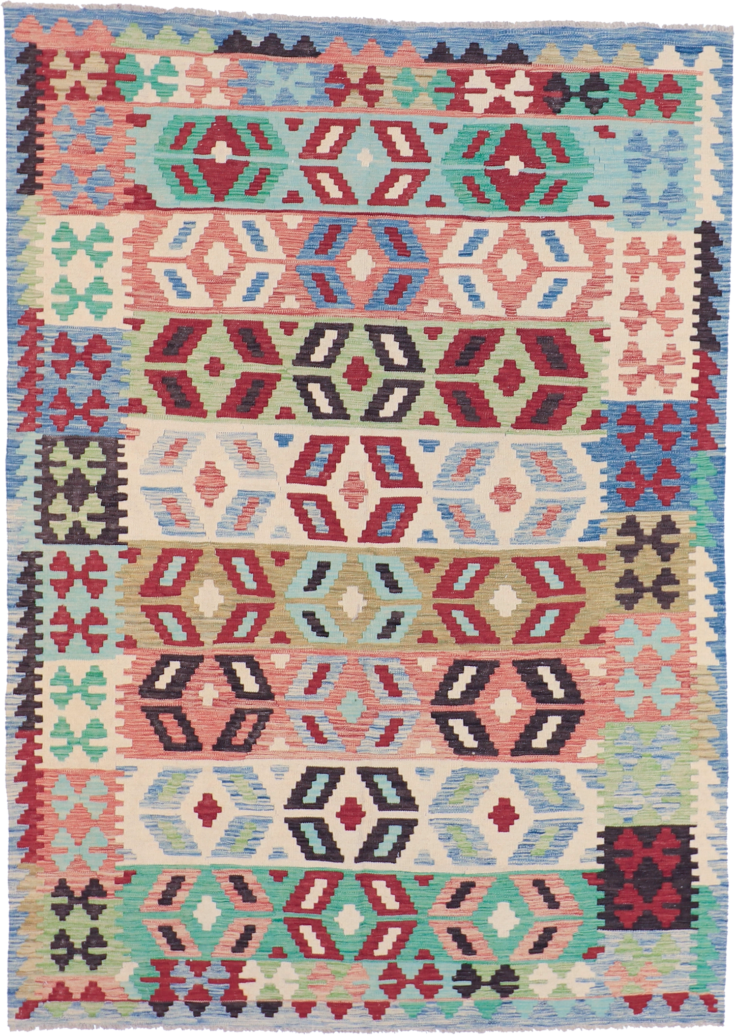 W 5.9 L 8.1 Kilim 100% Wool Hand-Woven All-Over Design - 63690