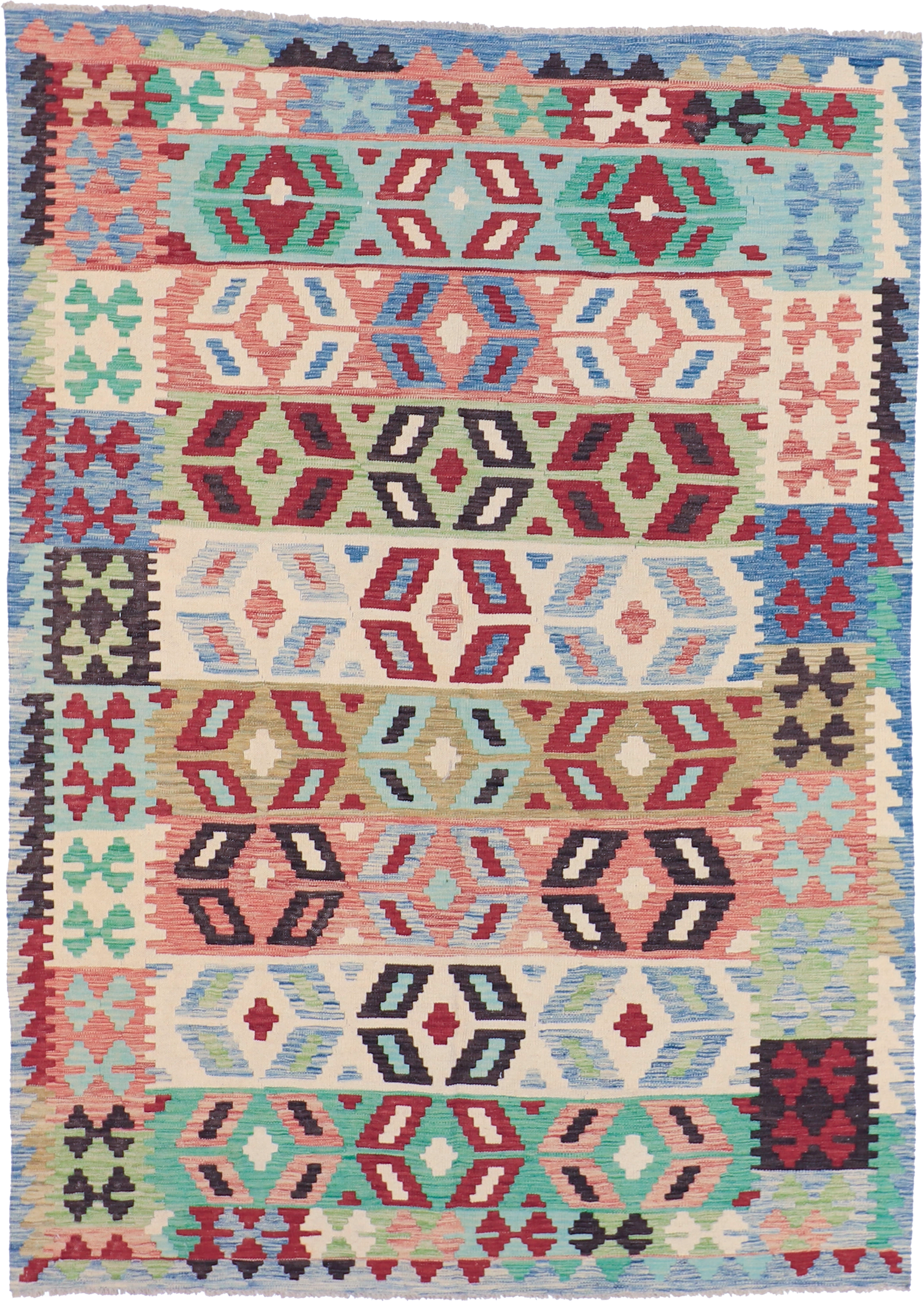 W 5.9 L 8.1 Kilim 100% Wool Hand-Woven All-Over Design - 63690