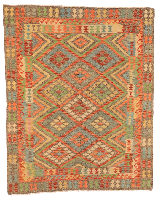 5.10 x 7.5 - Kilim Fine/Wool All Over Rectangle - Finest Hand-Made Quality Wool - 63691