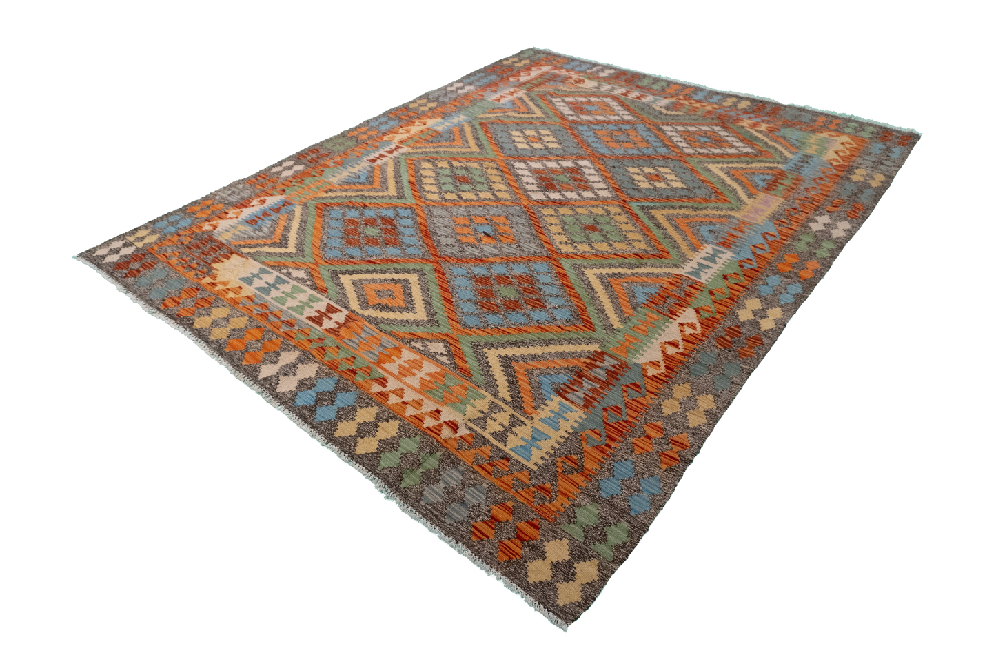 W 5.10 - L 7.5 - Kilim Fine/Wool All Over Rectangle - Finest Hand-Made Quality Wool - 63691