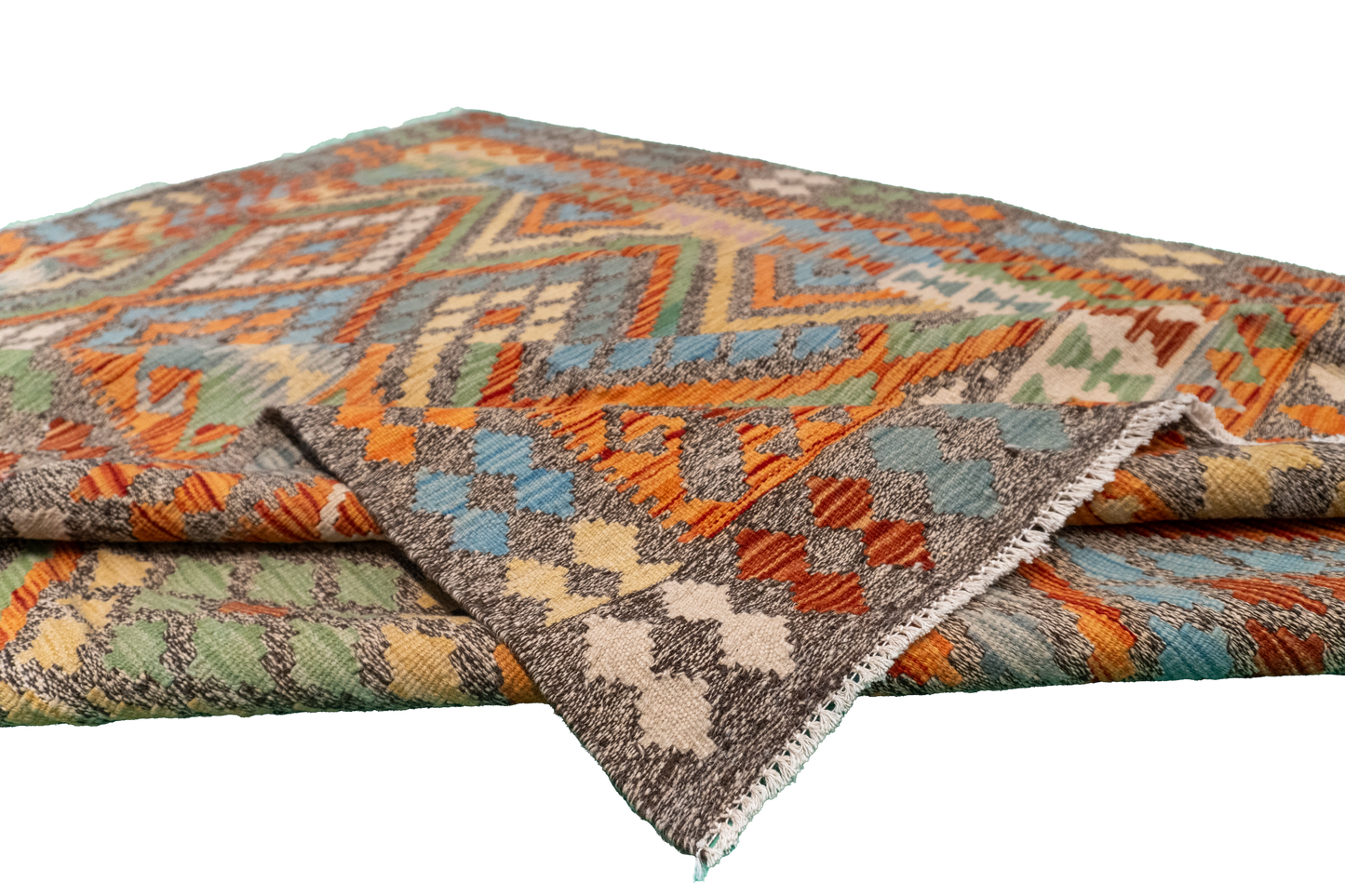 W 5.10 - L 7.5 - Kilim Fine/Wool All Over Rectangle - Finest Hand-Made Quality Wool - 63691