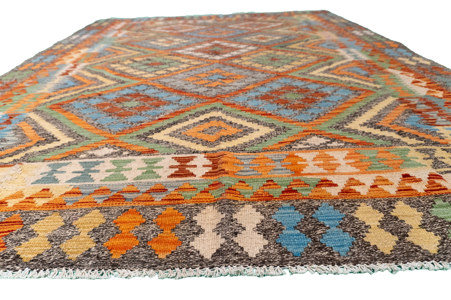 W 5.10 - L 7.5 - Kilim Fine/Wool All Over Rectangle - Finest Hand-Made Quality Wool - 63691