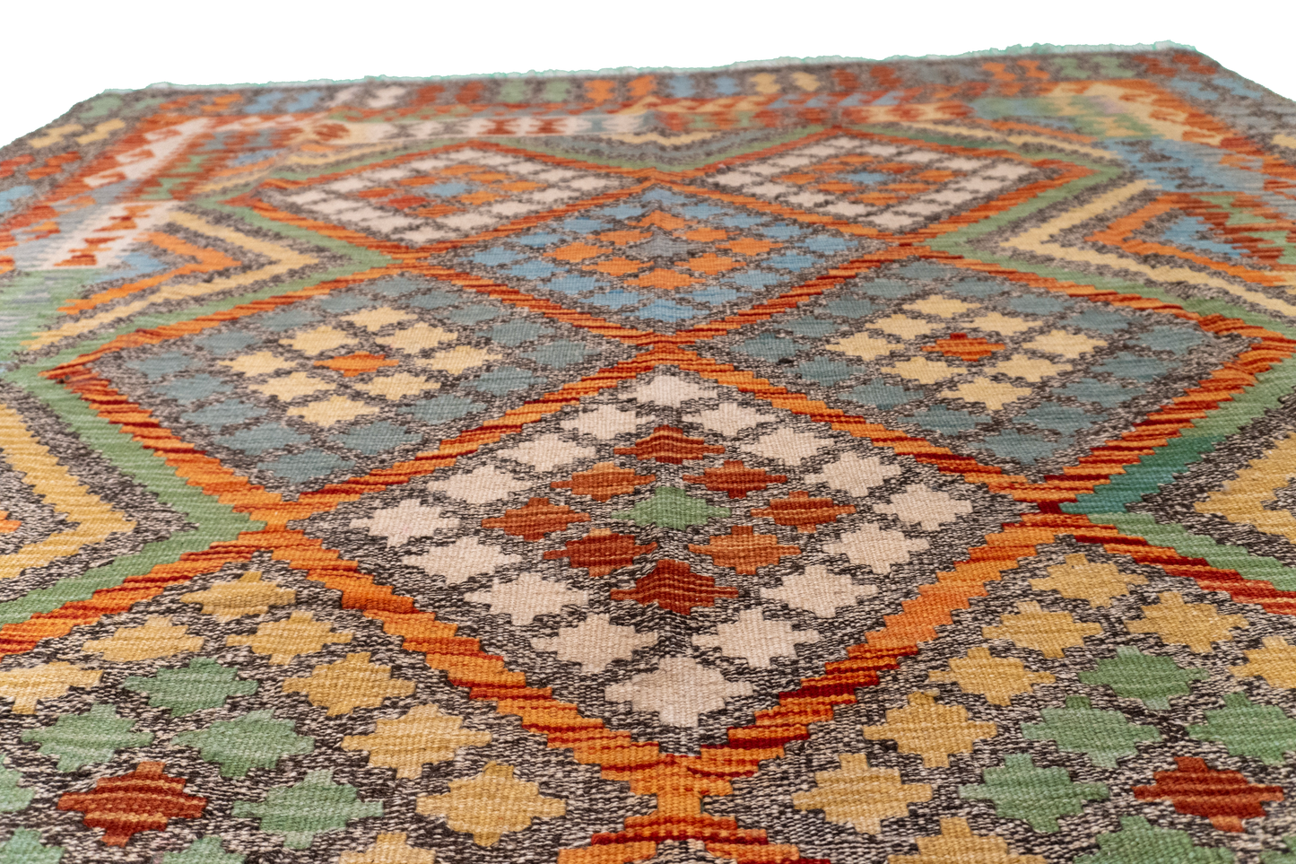 W 5.10 - L 7.5 - Kilim Fine/Wool All Over Rectangle - Finest Hand-Made Quality Wool - 63691