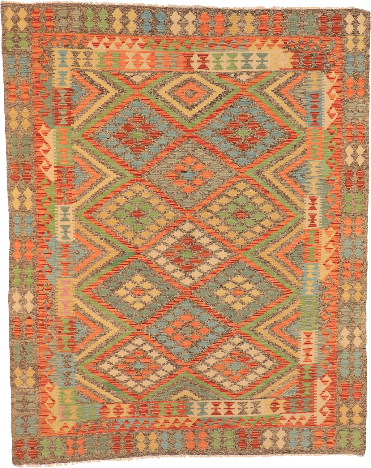 W 5.10 L 7.5 Kilim 100% Wool Hand-Woven All-Over Design - 63691
