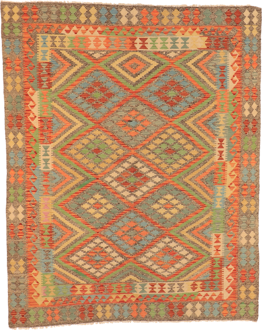 W 5.10 L 7.5 Kilim 100% Wool Hand-Woven All-Over Design - 63691