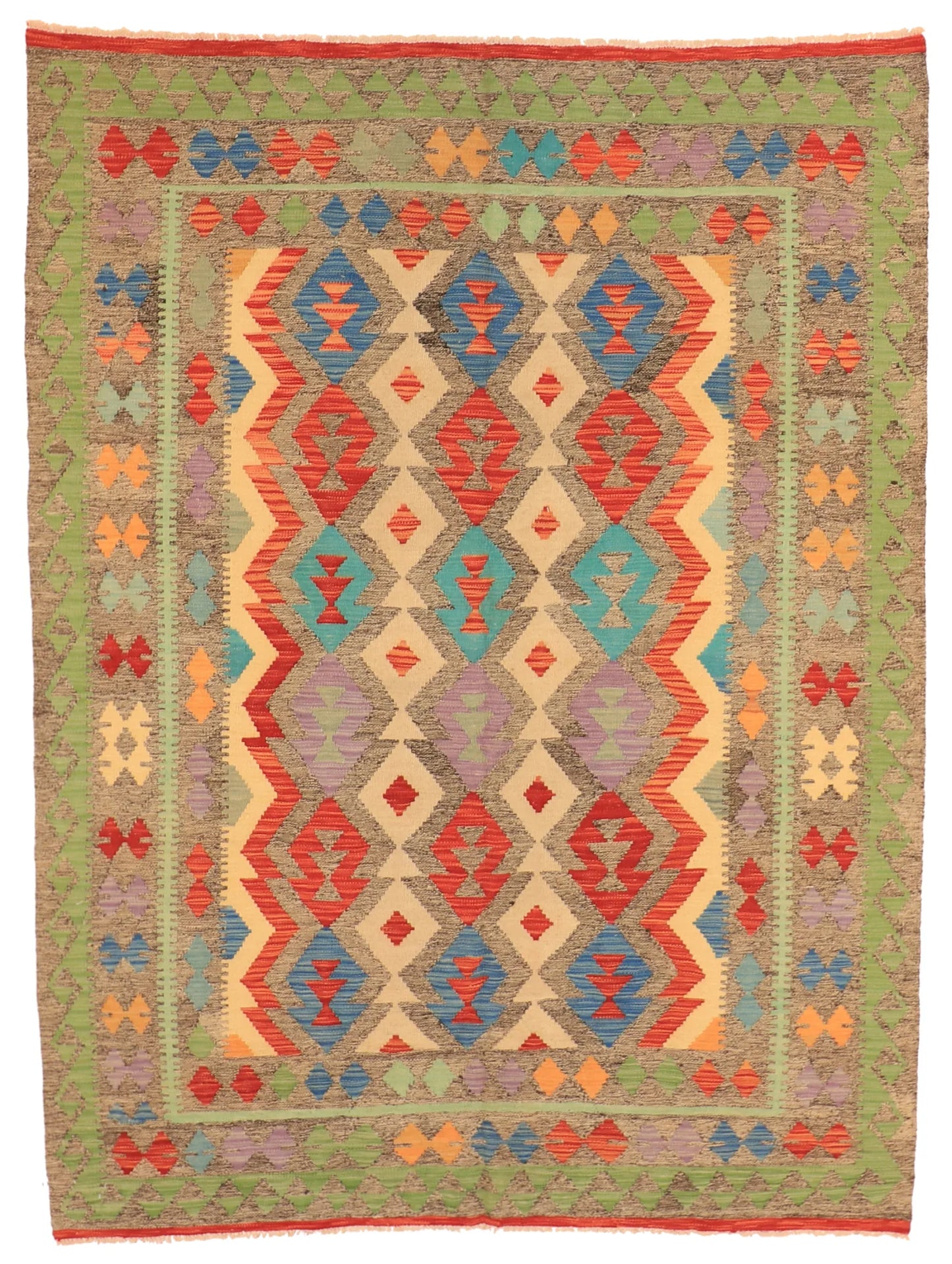 5.9 x 7.8 - Kilim Fine/Wool All Over Rectangle - Finest Hand-Made Quality Wool - 63692