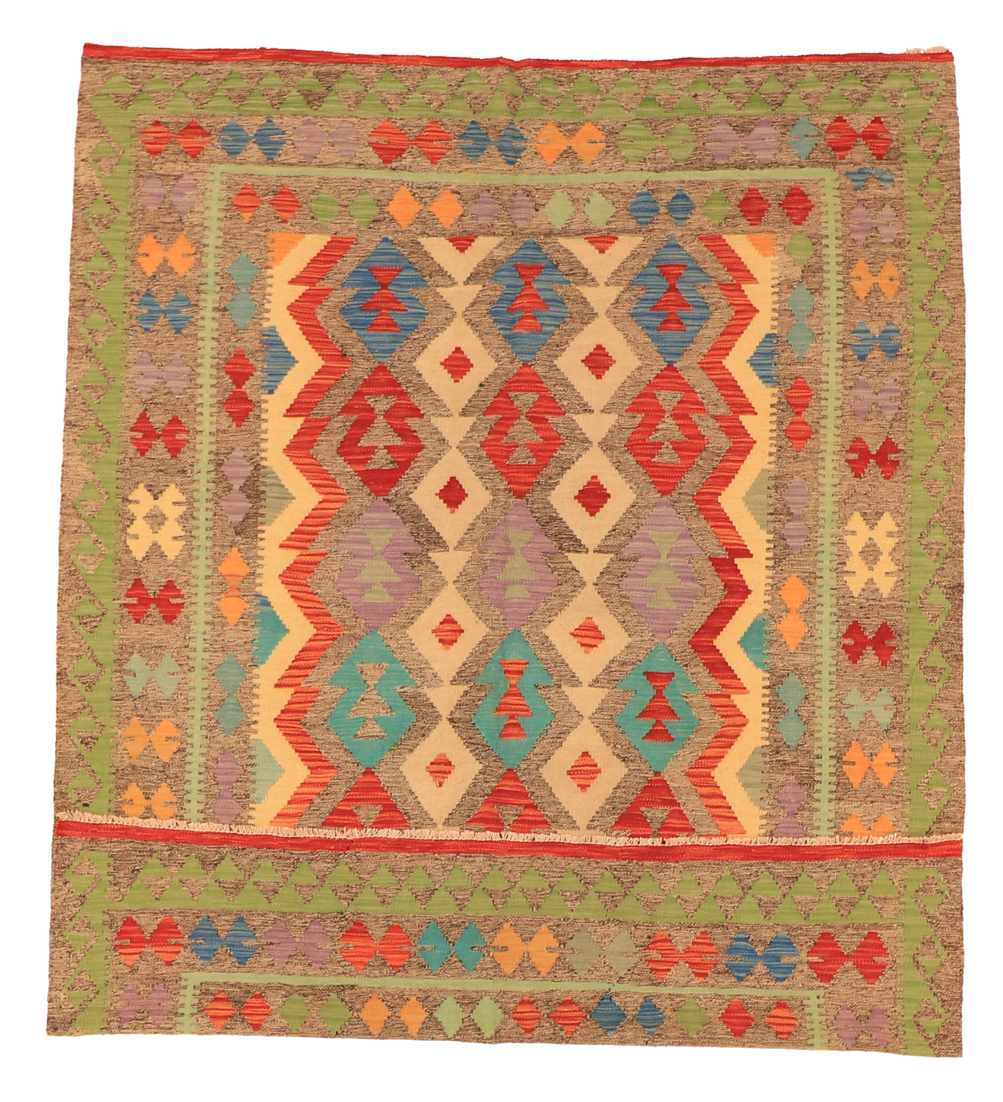 W 5.9 - L 7.8 - Kilim Fine/Wool All Over Rectangle - Finest Hand-Made Quality Wool - 63692